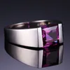 Hela Solitaire Fashion Jewelry 925 Sterling Silver Princess Square Amethyst Cz Diamond GemStones Wedding Men Band Ring Gift S2790