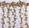 2,2m Konstgjord Silk Rose Fake Flower Fall Yellow Leaf Hängande Garland Plants Party Home Wedding Garden Floral Dekoration G403