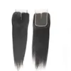 Partihandel 10st / Lot 3 Part Virgin Lace Stänger Brasilianska Human Hair 1B 130% 4 * 4 tum Remy Straight Swiss Lace Top Stänger Gratis Shedding