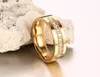 ファッションゴールドメッキのリング用女性男キュービックジルコニアCzダイヤモンド結婚指輪ステンレススチールロマンチックリングCR-054