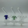 Mini Bongs de vaso de 4 pulgadas con recipiente de vidrio de colores gratis Keck Clips Plataformas petroleras Bongs de vidrio tubos de agua tubo con mango de vidrio