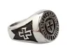 Fashion Mens Cross Signet Knights Anillo templario 316L Símbolo de albañil retro de acero inoxidable Anillos de hombre antiguo