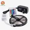 DHL Gratis verzending LED-strips 5M Set 3528SMD 60LED LED Strip Licht Waterdicht 24 Toetsen IR-afstandsbediening Voedingsadapter Wit / Rood / RGB