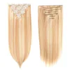 Piano color 100g virgin thick clip in hair extension 7pcs clip in human hair extensions straight 4A 4B 4C