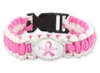(10 PCS/lot) Pink Breast Cancer Fighter Hope Ribbon Awareness Paracord Bracelets Blue Yellow Black Outdoor Camping