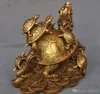 Kinesisk Fengshui Brass Wealth Yuanbao Money Dragon Turtle Tortoise Animal Statue