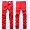 Wholesale-Men Stylish Ripped Jeans Zipper Hollow Out Biker Classic Skinny Slim Straight Denim Trousers