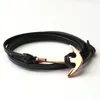 Multilayer Leather Charm Bracelets Gold Alloy Anchor Bracelet Fashion Bangle Jewelry