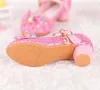 아이들 소녀 하이힐 파티를위한 스팽글 헝겊 푸른 핑크색 신발 발목 스트랩 눈 퀸 아이들 소녀 펌프 신발
