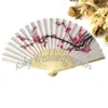 Livraison gratuite 50 pcs Unique chinois pliant main ventilateur fleur de cerisier bambou soie ventilateur faveurs de mariage Costume décor