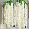 16M long White Artificial Silk Hydrangea Flower Wisteria Garland Hanging Ornament For Garden Home Wedding Decoration Supplies1642284