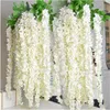 16 m lange weiße künstliche Seidenhordera Blume Wisteria Girlande Hanging Ornament für Garten Home Hochzeit Dekoration Vorräte 3962603