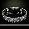 Luxury Gold Plated Bridal Armband Bling Bling 3 Rows Rhinestone Arabiska stretch Bangle Women Prom Evening Party Jewelry Bridal Acce7057093