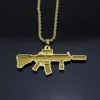18K guldpläterad Rapper M4 Submachellone Gun Pendant Halsband 75cm Guldfärg Hiphop New York Mäns Hängsmycke Halsband 2017 juli stil