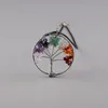 Women Rainbow 7 Chakra Amethyst Tree Of Life Quartz Chips Pendant Necklace Multicolor Wisdom Tree Natural Stone Necklace