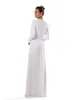긴 소매 신부가있는 흰색 시폰 사원 겸손한 신부 들러리 드레스 신부 조직 리셉션 Dresses A 라인 층 길이 새로운 맞춤 제작
