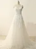 Vintage A Line Bröllopsklänning Sweehtteart Ärmlös Sheer Straps Lace Appliques Tulle Bröllop Klänningar Hjärtformade Back Brudklänningar