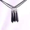 Statement Natural Black Onyx Boho Crystal Gem Necklace Good Luck Reiki Agate Stone Point Drop Spike Bullet Case with Silver Plated Fittings