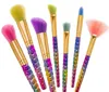 7 Pçs / set Rainbow Thread Spiral Makeup Brushes Set Fundação Power Blush Blush Sombra Sereia Make Up Brush Beatuy Cosméticos kits de ferramentas