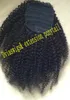 African American Clip w Brown Afro Kinky Curly Virgin Brazylijski Włosy Sznurek Ponytail Hairs Extensions Natural Color 140g 160g