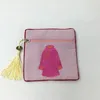 Små broderi Kläder Mynt Purväska Bag Zipper Vintage Smycken Presentpåsar Kinesisk stil Tassel Bomull Linen Eco Storage Bag