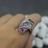 Bezel Setting Rhodium Plated Ring White and Rainbow Cubic Zirconia R772 Maat # 6 7 8 9 Romantic Style Dames Sieraden Gift Rave Reviews