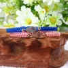 New Summer Jewelry Wholesale 10pcs/lot Top Quality Micro Paved Blue Cz Eye Fatima Hand Hamsa Macrame Bracelet for Gift