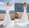 Nouvelle Arrivée À Lacets Chérie Blanc Dentelle Robe De Mariée Sexy De L'épaule Plage Sirène Robes De Mariée Robe De Noiva