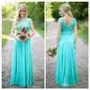 New Arrival Bridesmaid Dresses Scoop Neckline Chiffon Floor Length Lace V Backless Long Bridesmaid Dresses for Wedding