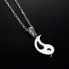 남자 커플 목걸이 펜던트 화이트 블랙 스테인리스 목걸이 롱 체인 YIN YANG charms neckalce 도매 무료 배송