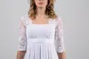 Boho Vintage Chiffon Strandhochzeitskleid mit Spitzenkorsett Illusion Halbarm Satingürtel Böhmische Rüschen Brautkleider mit Schnürung