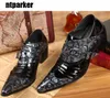 Chaussures homme homme rock or crâne bout pointu chaussures en cuir personnalité, chaussures de loisirs Or / Black, EU38-46