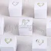 Envío gratis 300 piezas 3 pulgadas blanco brillante en forma de corazón ventana cajas de cupcakes cajas de dulces favores boda fiesta mesa ajuste suministros