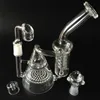 Hot Selling Hookahs Glass Pipes recycleur et perc en nid d'abeille deux fonctions conduites d'eau en verre joint 14.5mm bol femelle plates-formes pétrolières galss bongs