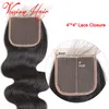 Body Wave Braziliaans haar weeft 4x4 sluiting Unprcoessed Human Hair Extensions Goede goedkope Nertsen Brazlilian Body Wave sluiting3884588