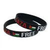 100PCS Save Gaza Free PALESTINE Bracelet En Caoutchouc De Silicone Rempli D'encre Drapeau Logo Noir Et Couleur Transparente