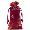 Allonger Fleur De Pivoine Petit Sac À Cordon Brocart De Soie Pochette D'emballage Cadeau Peigne En Bois Bijoux Perles Collier Bracelet Poche De Rangement