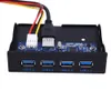 Freeshipping 4 portar USB 3.0 Metal Floppy Bay Front Panel Hub Expansion SATA Power Connector Adapter