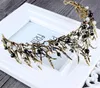 Vintage Wedding Bridal Gold Leaf Opaska na głowę Crystal Rhinestone Crown Tiara Hair Bandpiece Jewelry Księżniczka Królowa Party Prom Żyd3470960