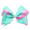 패션 아기 소녀 헤어핀 클립 12cm 큰 Bowknot 헤어 밴드 다이아몬드 활 헤어 액세서리 Hairbows 소녀 무지개 다채로운 클립 A7139