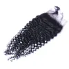 Virgem Brasileira Virgem Curly Human Remy Hair 4x4 Fechamento de renda pré-coberto com cabelos para bebês