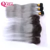 1b szary proste ombre Brazylijskie Dziewicze Human Hair Extensions 3 wiązki z 13x4 ucha do ucha koronkowe Zamknięcie z włosami dla niemowląt Prepluck5361062