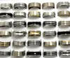 Mix Lot 50pcs Stainless Steel Rings Gold Silver Black enamel MIX Men Rings Whole Fashion Jewelry Lots235y