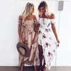 Maxi sukienki długie sukienki Kobiety na ramię plażę Summer Floral Print Vintage szyfonowy whiteladies Summer Beach Suknia ślubna