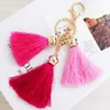 Creative exquisite more color mix tassel keychains with lobster clasp fashion couple key chain car bag pendant TD12