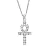 Gold Silver Egyptian Ankh With Cross Necklace Set Bling Rhinestone Crystal Key Cross Necklaces Hip Hop Jewelry Set7545618