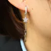 Nuovo Arrivo Star Star Placted Star Dangle Chain Star con CZ Hoop a due vie Usa la stella regalo di Natale Earring301F