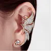 Butterfly Ear Crawler, Butterfly Manschettkroppar Örhängen, Rostfritt Stål Öron Klättrare, Diamant Zircon Stud Örhängen Jacka