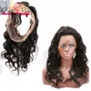 360 Lace Frontal Fechamento 22x4x2 polegadas Cabelo virgem brasileiro Pré -arrancou o cabelo humano não processado onda de cacho de renda profunda reta Frontal com venda de cabelos para bebês