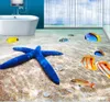 Pavimento in pvc 3d foto personalizzata Adesivo da parete per pavimento impermeabile Ocean Beach Starfish Fish decor pittura 3d murales carta da parati per pareti 3d